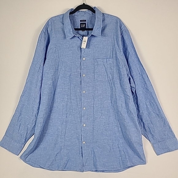 NEW Gap Men's Blue Long Sleeve Button Down Dress Shirt Size XXXL Tall Retail $60 - Picture 1 of 4